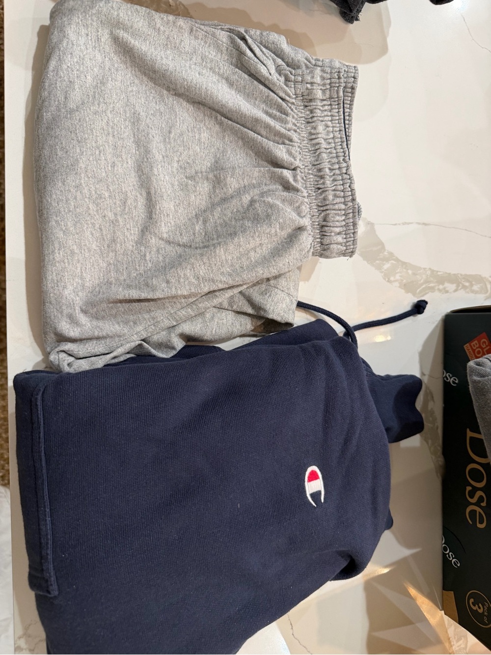 Champion Medium Gray Sweatpants and Navy Sweatshirt